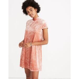 Madewell Womens Crushed Velvet Mockneck Dress Mauve Pink NEW size Small